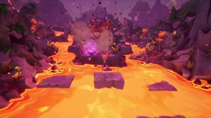 Gdy ostatecznie uda Ci się uciec przez żarzącą się magmą oraz dinozaurem, dotrzesz do zakończenia mapy - Crash 4: Zryw dinozaura (Dino Dash) - Crash Bandicoot 4 - poradnik, solucja