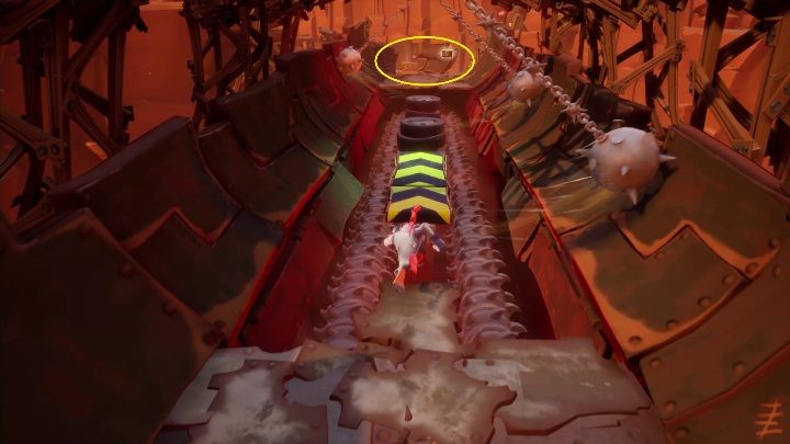 Taśmę znajdziesz za drugim punktem zapisu, gdy miniesz metalowe kule - Crash 4: Sekretne taśmy - gdzie znaleźć, lokalizacja - Crash Bandicoot 4 - poradnik, solucja