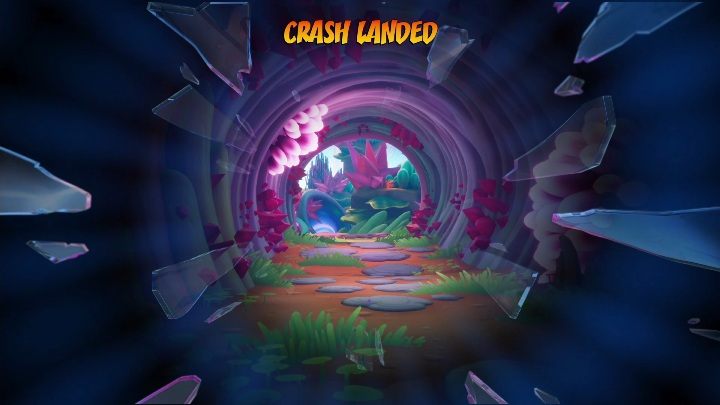 Ukryty teren, który odblokuje się tylko jeśli masz niebieski klejnot znajdziesz na poziomie - Awaryjne lądowanie - Crash 4: Niebieski klejnot - gdzie znaleźć, lokalizacja diamentu - Crash Bandicoot 4 - poradnik, solucja