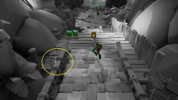 Ukryty diament znajdziesz przed sekwencją z łódką - Crash 4: Diamenty (Poziomy Na Odwrót) - lista, lokalizacja - Crash Bandicoot 4 - poradnik, solucja