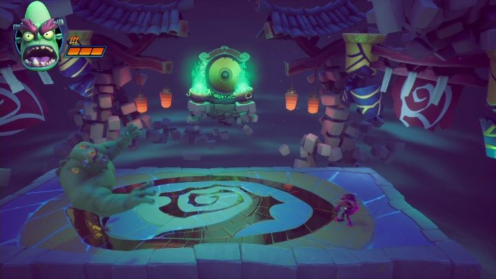 Wykorzystuj momenty, gdy możesz go ogłuszyć, a następnie wyrzuć go z mapy - Crash 4: N. Brio - boss, jak pokonać - Crash Bandicoot 4 - poradnik, solucja