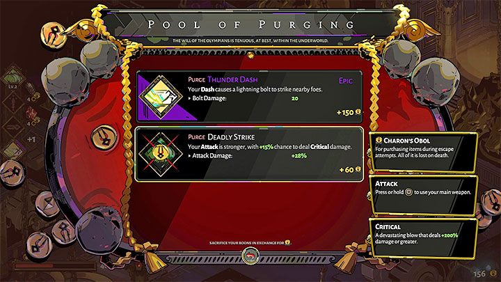 Ciekawym sposobem na zdobywanie Oboli Charona jest korzystanie ze stanowisk Pool of Purging do sprzedaży posiadanych ulepszeń - Hades: Waluty w grze - Hades - poradnik do gry