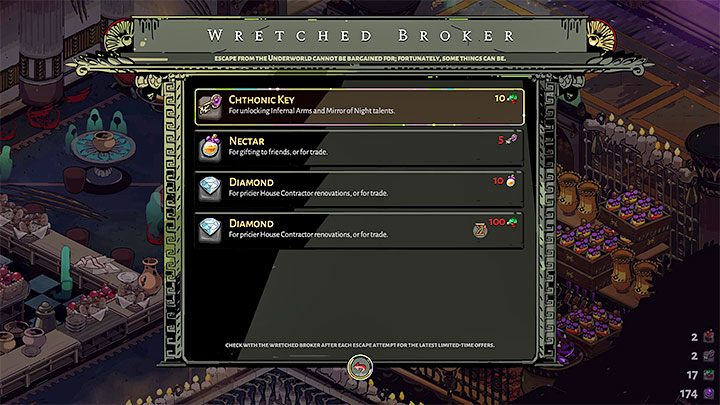 Klucze mogą pojawiać się w ofercie sklepu z salonu Domu Hadesa (Nieszczęsny Broker) - Hades: Waluty w grze - Hades - poradnik do gry