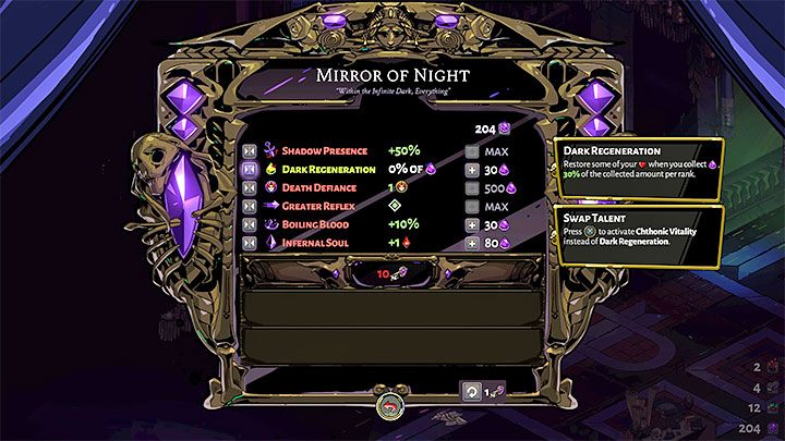 W leczeniu Zagreusa w pewnym stopniu mogą też pomagać talenty do kupowania za Ciemność przy Lustrze Nocy - Hades: Jak leczyć rany? - Hades - poradnik do gry