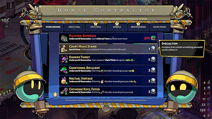 Najważniejszym zastosowaniem dla diamentów jest opłacanie projektów u Wykonawcy Domu - Hades: Nagrody za zabijanie bossów - Hades - poradnik do gry