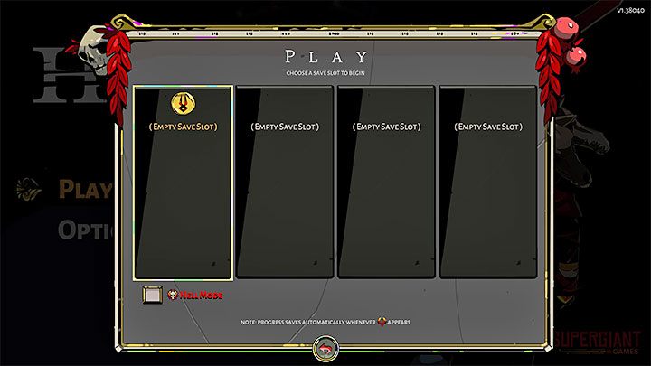 Hades pozwala na wykorzystywanie czterech slotów zapisu stanu gry - Hades: Czy można zapisać grę? - Hades - poradnik do gry