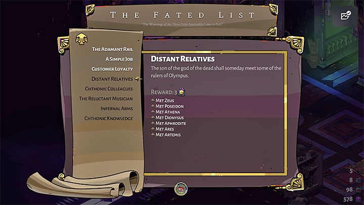 7) Lista Mojr - Są to po prostu różnorakie wyzwania z bardzo cennymi nagrodami - Hades: Co jest przenoszone wraz z postępem? - Hades - poradnik do gry