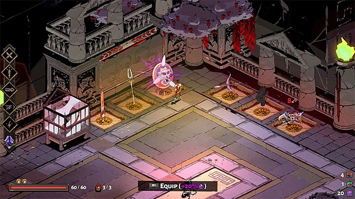 W dalszej fazie kampanii podczas wybierania broni może pojawiać się fioletowa poświata - przykład takiej sytuacji prezentuje obrazek - Hades: Lista broni - Hades - poradnik do gry