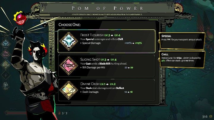 Pamiętaj jednak, że stosowanie wielu granatów do tego samego dobrodziejstwa będzie za każdym razem mniej skuteczne - Hades: Granat Mocy (Pom of Power) - Hades - poradnik do gry