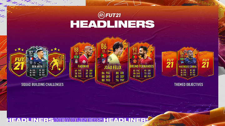 W pierwszej drużynie Bohaterowie nagłówków można wyróżnić wielu znanych zawodników jak Bruno Fernandes, Wissam Ben Yedder, Joao Félix czy Wilfried Zaha - FUT 21: Bohaterowie nagłówków/Headliners - 1 drużyna - FIFA 21 - poradnik do gry