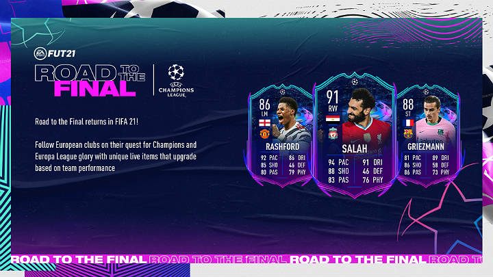 W pierwszej drużynie Droga do finału (RTTF) można wyróżnić wiele znanych nazwisk jak Mohamed Salah, Marcus Rashford, Antoine Griezmann czy Alphonso Davies - FUT 21: Droga do finału/Road to the Final - 1 drużyna - FIFA 21 - poradnik do gry