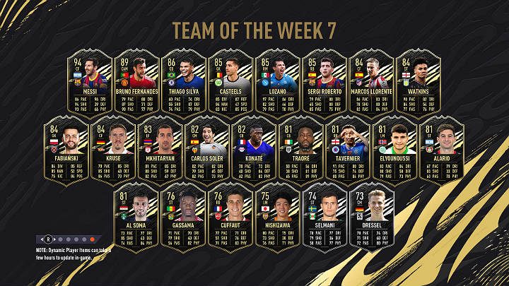 W siódmej w tym sezonie Drużynie Tygodnia (TOTW 7) można wyróżnić wiele znanych nazwisk jak np - FIFA 21: Drużyna Tygodnia 7 (TOTW 7) - FIFA 21 - poradnik do gry