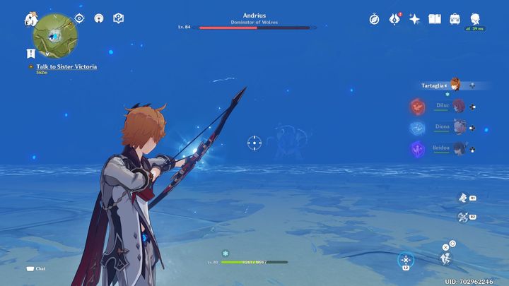 Macie też krótką chwilę na wystrzelenie strzały z łuku, gdy stoi w miejscu - Genshin Impact: Andrius, Wolf of the North - boss, jak pokonać ? - Genshin Impact - poradnik do gry