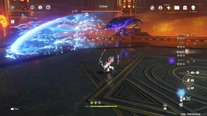 Jeśli jest w dużej odległości od Was, najpewniej zacznie wystrzeliwać dwie duże fale wodne, które poruszają się w prostej linii - Genshin Impact: Childe - boss, jak pokonać ? - Genshin Impact - poradnik do gry