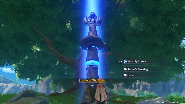 Statue of the Seven to monumenty, które pozwalają odkryć ci pewien obszar mapy, odnawiają zdrowie oraz pozwalają zmienić żywioł twojej głównej postaci, Traveler - Genshin Impact: Adventure Rank - jak farmić? - Genshin Impact - poradnik do gry