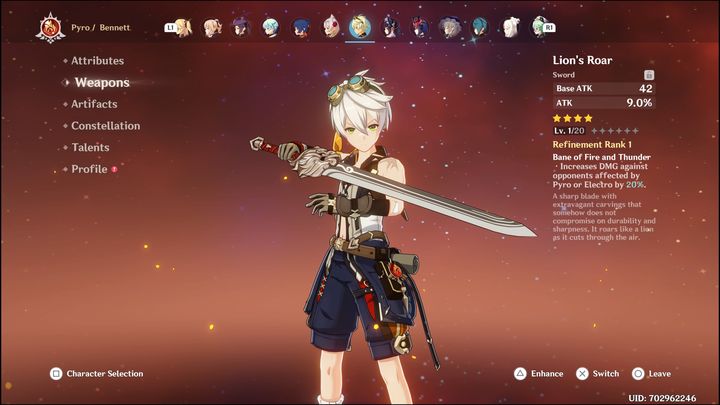 Co do broni, każda z nich jest bardzo dobrym wyborem dla Benneta - Genshin Impact: Bennet - najlepsze buildy (Pyro) - Genshin Impact - poradnik do gry