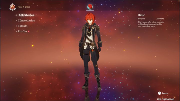 Diluc to pięciogwiazdkowa postać, która walczy za pomocą Claymore - Genshin Impact: Diluc - najlepsze buildy (Pyro) - Genshin Impact - poradnik do gry