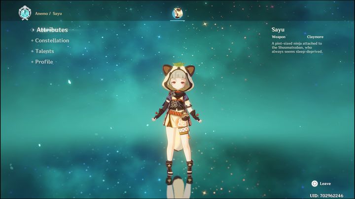 Sayu to postać czterogwiazdkowa, z elementem Anemo, walczy za pomocą Claymore - Genshin Impact: Sayu - najlepsze buildy (Anemo) - Genshin Impact - poradnik do gry