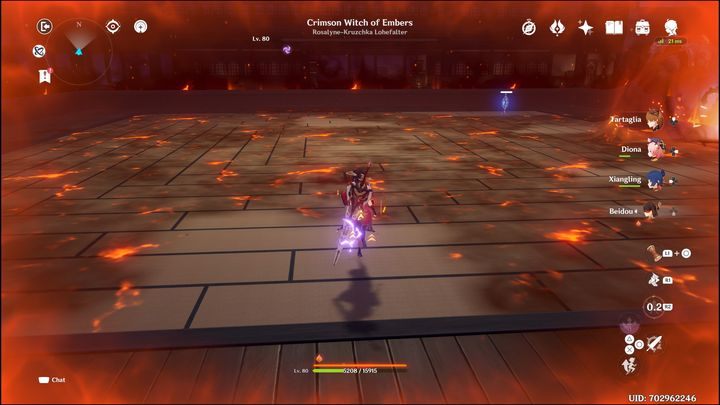 Gdy huragan się skończy, wykończcie La Signorę, najlepiej z bezpiecznej odległości, gdyż cała arena będzie w płomieniach - Genshin Impact: La Signora - boss, jak pokonać? - Genshin Impact - poradnik do gry