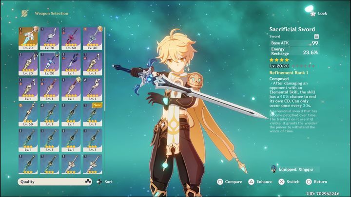 Skyward Blue nada się bardzo dobrze dla Travelera - Genshin Impact: Traveler - najlepsze buildy (Anemo) - Genshin Impact - poradnik do gry