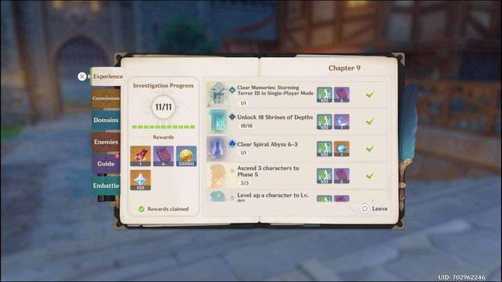 Wchodząc do wcześniej wspomnianej książki, wybierzcie zakładkę Experience - Genshin Impact: Porady na start - lista - Genshin Impact - poradnik do gry