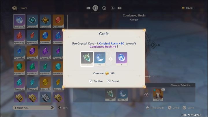 Jeśli chcecie zdobyć 2x więcej materiałów lub artefaktów, przechodząc jednokrotnie ten sam dungeon, możecie stworzyć Condensed Resin, aby poświęcić 40 Original Resin zamiast 20 - Genshin Impact: Porady dla zaawansowanych - lista - Genshin Impact - poradnik do gry