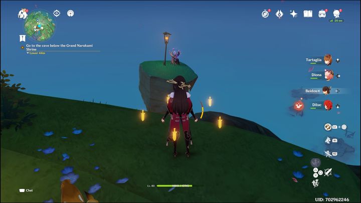 Wskoczcie na platformę widoczną na zdjęciu i wejdźcie w interakcję z Electrograną, aby zdobyć ładunek elektryczny - Genshin Impact: Raiden Shogun - boss, jak pokonać? - Genshin Impact - poradnik do gry