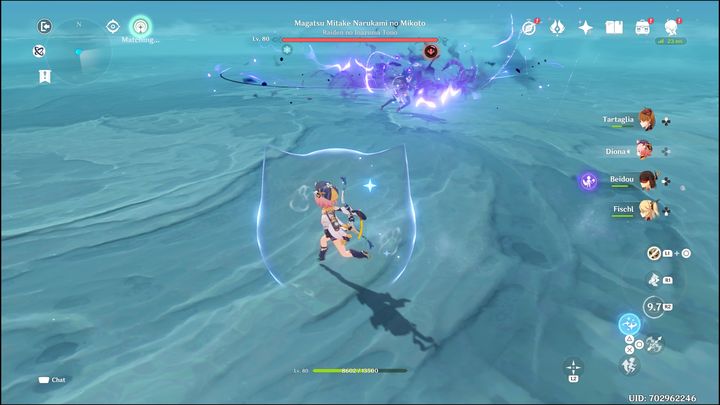 Na samym początku walki warto skorzystać z umiejętności swoich postaci, które dadzą Wam tarczę - Genshin Impact: Raiden Shogun - boss, jak pokonać? - Genshin Impact - poradnik do gry