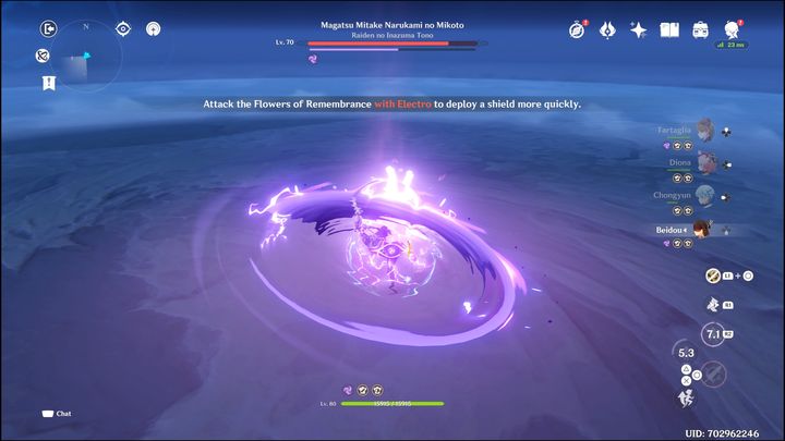 Najgroźniejszym atakiem jaki może wykonać jest przywołanie wielkiej ręki dzierżącej miecz - Genshin Impact: Raiden Shogun - boss, jak pokonać? - Genshin Impact - poradnik do gry