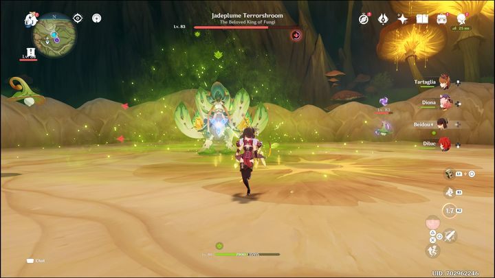 Nie podchodźcie do niego, gdy zacznie wypuszczać falę zarodników wokół siebie - Genshin Impact: Jadeplume Terrorshroom - jak pokonać? - Genshin Impact - poradnik do gry