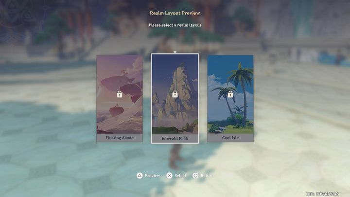 Na samym początku po użyciu Serenitea Pot będziecie zmuszeni do wyboru jednego layoutu z trzech możliwych - Genshin Impact: House System - czym jest? - Genshin Impact - poradnik do gry