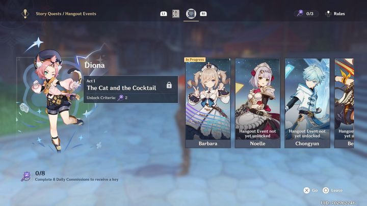 Następnie wybierzcie, jaki quest chcecie najpierw rozpocząć - Genshin Impact: Hangout Event - jak odblokować? - Genshin Impact - poradnik do gry