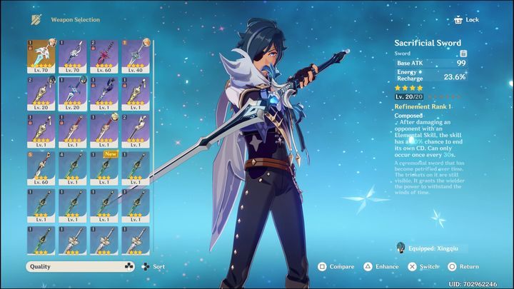 Pierwszą w kolejności bronią, jaką powinniście założyć na Kaeye to pięciogwiazdkowy miecz Mistsplitter Reforged - Genshin Impact: Kaeya - najlepsze buldy (Cryo) - Genshin Impact - poradnik do gry