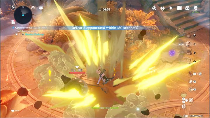 Allegro Blooms, czyli monumenty znajdujące się na środku lokacji, po aktywowaniu wzmagają ruch powietrza, dzięki czemu będziecie mogli szybować w górę i wykonywać ataki z wyskoku - Genshin Impact: Summertime Odyssey - event, solucja, opis przejścia - Genshin Impact - poradnik do gry