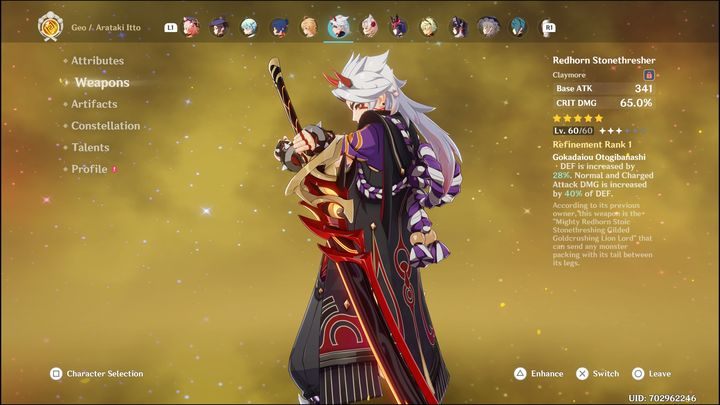 Redhorn Stonethresher to broń, która nadaje się idealnie dla Itto - Genshin Impact: Itto - najlepsze buildy (Geo) - Genshin Impact - poradnik do gry