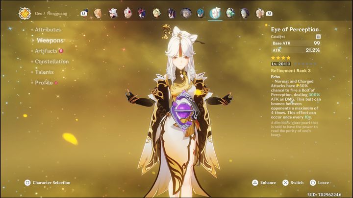 To, co czyni z Ningguang dobrą alternatywę dla supportów z wyższych sfer, to możliwość wyekwipowania jej w najbardziej przyjazną broń dla graczy F2P - Genshin Impact: Ningguang - najlepsze buildy (Geo) - Genshin Impact - poradnik do gry