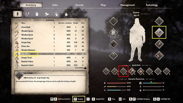 Ustaw łuk w którymś ze slotów - Medieval Dynasty: Polowanie - porady - Medieval Dynasty - poradnik do gry