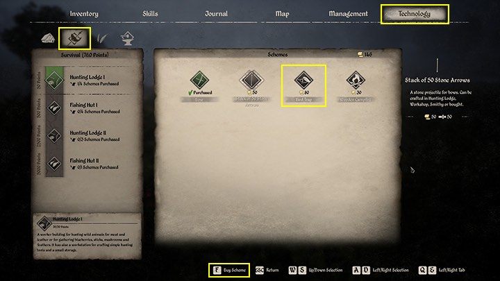 Alternatywą jest pułapka dla ptaków, którą stworzysz w podstawowym, ręcznym craftingu pod klawiszem Q po wcześniejszym wykupieniu schematu z drzewka Technologii - Medieval Dynasty: Pióra - jak zdobyć? - Medieval Dynasty - poradnik do gry
