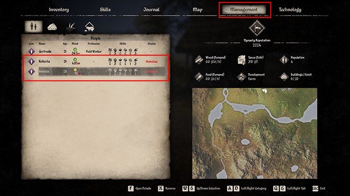 Wejdź do zakładki Zarządzanie (Management) - Medieval Dynasty: Własna osada - Medieval Dynasty - poradnik do gry