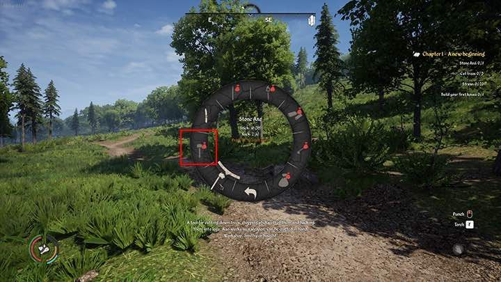 Otwórz menu ekwipunku i klawiszem F umieść drewniany młot w którymś slocie przedmiotów szybkiego wyboru - Medieval Dynasty: Budowanie - jak zbudować dom? - Medieval Dynasty - poradnik do gry