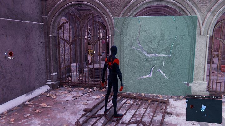 Podczas skanowania otoczenia przy użyciu R3, możesz napotkać przedmioty lub lokalizacje ukryte za ścianą - Spider-Man Miles Morales: Eksploracja - Spider-Man Miles Morales - poradnik, solucja