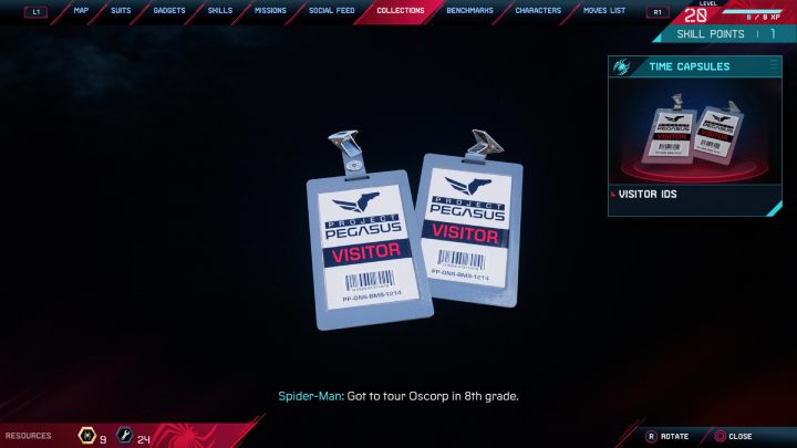 Jedna z kapsuł zawiera 2 identyfikatory z wizyty Milesa w 8 klasie z ośrodka badawczego S - Spider-Man Miles Morales: Easter eggi - Spider-Man Miles Morales - poradnik, solucja