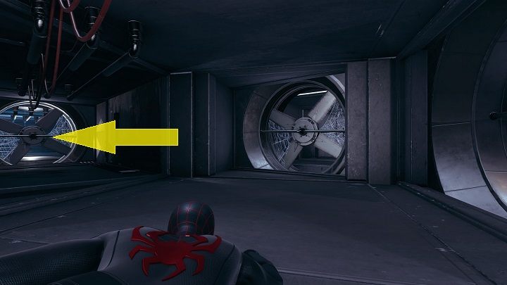 Czołgając się w głąb natrafisz na wentylatory - Spider-Man Miles Morales: Szpiegostwo przemysłowe - solucja, opis przejścia - Spider-Man Miles Morales - poradnik, solucja