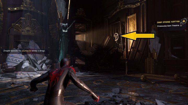 Użyj L1+R1 na zębatce a następnie szybko wystrzel (R1) w jej kierunku kilka pajęczych pocisków aby podnieść szyb windy i przedostać się do następnego pomieszczenia - Spider-Man Miles Morales: Zanim opadnie kurtyna - solucja, opis przejścia - Spider-Man Miles Morales - poradnik, solucja