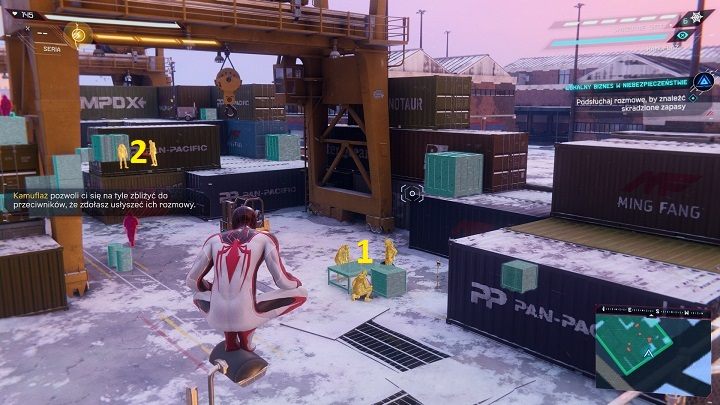 Udaj się do wyznacznika na ekranie w dzielnicy finansowej - Spider-Man Miles Morales: Lokalny biznes w niebezpieczeństwie - solucja - Spider-Man Miles Morales - poradnik, solucja