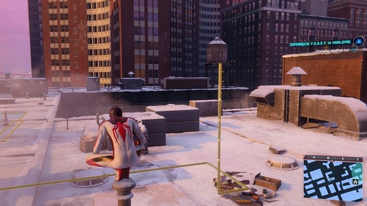 Przeskanuj otoczenie i podążaj wzdłuż rur do kanału przy rzece - Spider-Man Miles Morales: Zamknięcie F.E.A.S.T w Harlemie - solucja - Spider-Man Miles Morales - poradnik, solucja