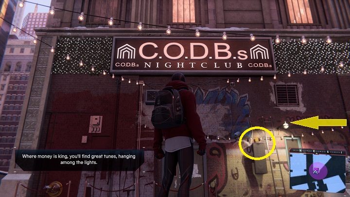 Pocztówka z dzielnicy finansowej znajduje się na głośniku klubu nocnego C - Spider-Man Miles Morales: Przesyłka priorytetowa - solucja, wszystkie pocztówki - Spider-Man Miles Morales - poradnik, solucja