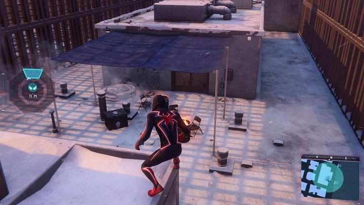 2) Następna skrytka znajduje się na dachu wieżowca przy rzece - Spider-Man Miles Morales: Skrytki Undergroundu - wszystkie lokacje, lista - Spider-Man Miles Morales - poradnik, solucja