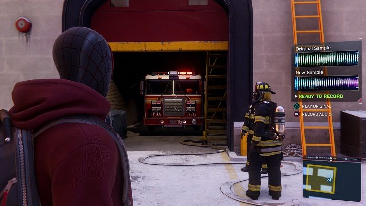 W Upper West Side źródło dźwięku pochodzi z wozu strażackiego w garażu z otwartą bramą - Spider-Man Miles Morales: Próbki dźwiękowe - wszystkie lokacje, lista - Spider-Man Miles Morales - poradnik, solucja