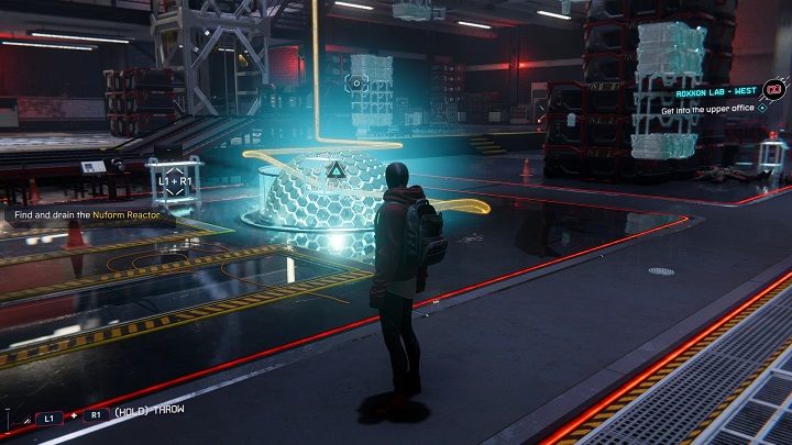 Znajdziesz się na hali Laboratorium - Spider-Man Miles Morales: Laboratoria Roxxon - wszystkie lokacje, lista - Spider-Man Miles Morales - poradnik, solucja